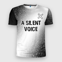Мужская футболка 3D Slim A Silent Voice glitch на светлом фоне: символ сверху