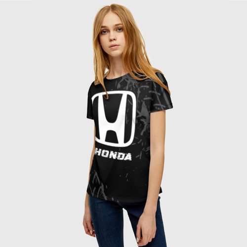 Женская футболка 3D Honda Speed на темном фоне со следами шин, цвет 3D печать - фото 3