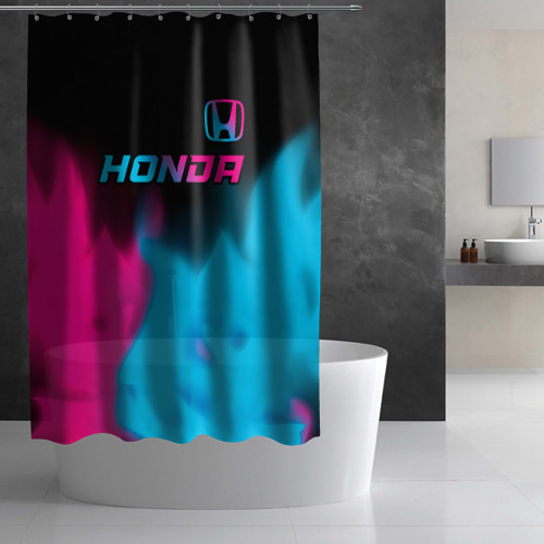 Штора 3D для ванной Honda - neon gradient: символ сверху - фото 2