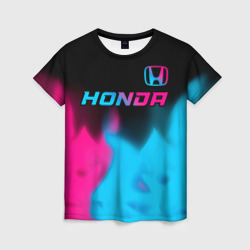 Женская футболка 3D Honda - neon gradient: символ сверху