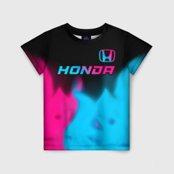 Детская футболка 3D Honda - neon gradient: символ сверху