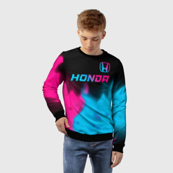 Детский свитшот 3D Honda - neon gradient: символ сверху - фото 2