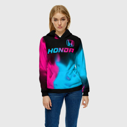 Женская толстовка 3D Honda - neon gradient: символ сверху - фото 2