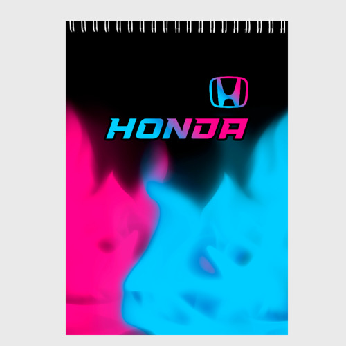 Скетчбук Honda - neon gradient: символ сверху, цвет белый