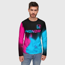 Мужской лонгслив 3D Honda - neon gradient: символ сверху - фото 2