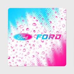 Магнит виниловый Квадрат Ford neon gradient style: надпись и символ