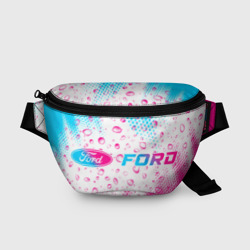 Поясная сумка 3D Ford neon gradient style: надпись и символ