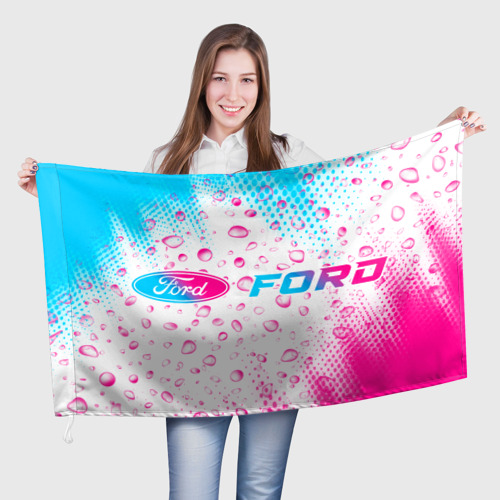 Флаг 3D Ford neon gradient style: надпись и символ