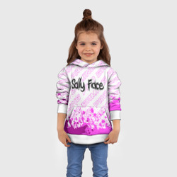 Толстовка с принтом Sally Face pro gaming: символ сверху для ребенка, вид на модели спереди №3. Цвет основы: белый