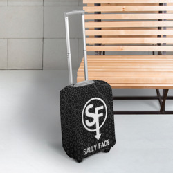 Чехол для чемодана 3D Sally Face glitch на темном фоне - фото 2