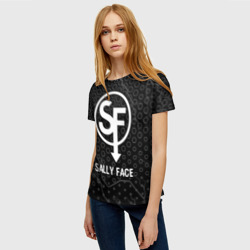 Женская футболка 3D Sally Face glitch на темном фоне - фото 2