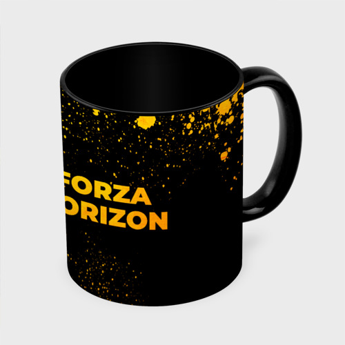 Кружка с полной запечаткой Forza Horizon - gold gradient: надпись и символ, цвет белый + черный - фото 3