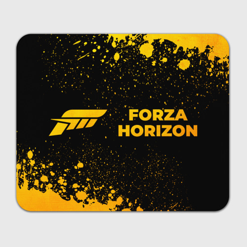 Прямоугольный коврик для мышки с принтом Forza Horizon - gold gradient: надпись и символ, вид спереди №1