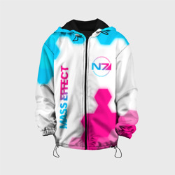 Детская куртка 3D Mass Effect neon gradient style: надпись, символ