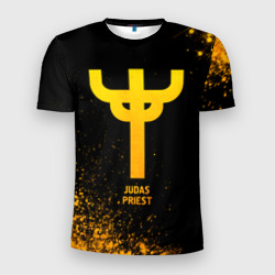 Мужская футболка 3D Slim Judas Priest - gold gradient