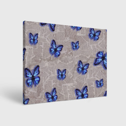 Холст прямоугольный Газетные обрывки и синие бабочки