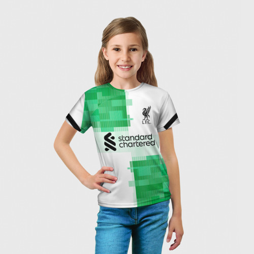 Детская футболка 3D Мохамед Салах Ливерпуль форма 23-24 гостевая, цвет 3D печать - фото 5