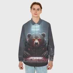 Мужская рубашка oversize 3D Голодный мишка - фото 2