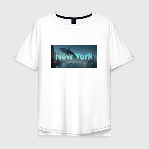 Мужская футболка хлопок Oversize с принтом Скрытый текст New York, вид спереди #2