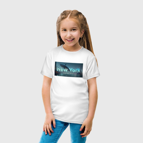 Детская футболка хлопок с принтом Скрытый текст New York, вид сбоку #3