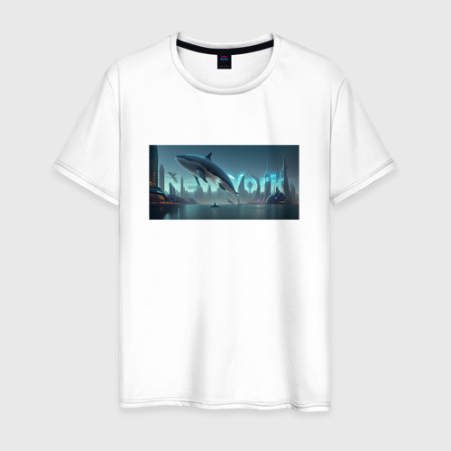 Мужская футболка из хлопка с принтом Скрытый текст New York, вид спереди №1