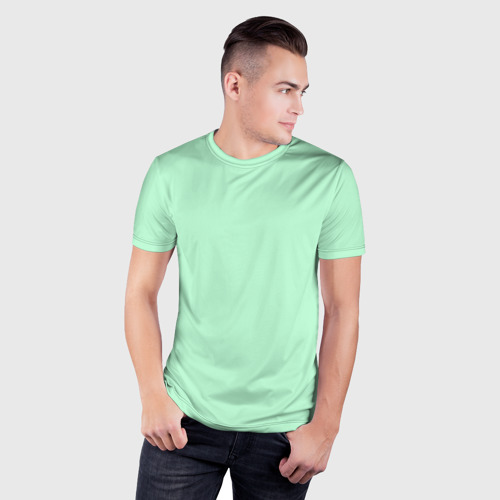 Мужская футболка 3D Slim Бледная мята однотонный, цвет 3D печать - фото 3