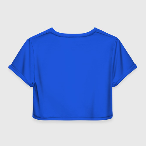 Женская футболка Crop-top 3D Аниме девушка беловолосая в синем, цвет 3D печать - фото 2