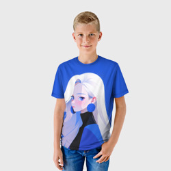 Детская футболка 3D Аниме девушка беловолосая в синем - фото 2