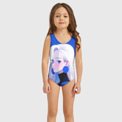 Детский купальник 3D Аниме девушка беловолосая в синем