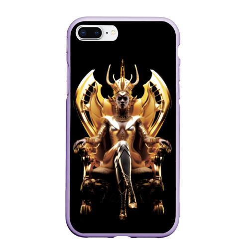 Чехол для iPhone 7Plus/8 Plus матовый Египтянка на золотом троне, цвет светло-сиреневый