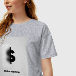 Женская футболка хлопок Oversize Make Money - фото 2