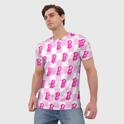 Мужская футболка 3D Розовая шашка и Барби - фото 2