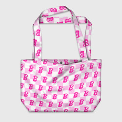 Пляжная сумка 3D Розовая шашка и Барби