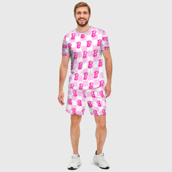 Мужской костюм с шортами 3D Розовая шашка и Барби - фото 2