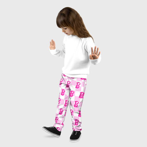 Детские брюки 3D Розовая шашка и Барби, цвет 3D печать - фото 3