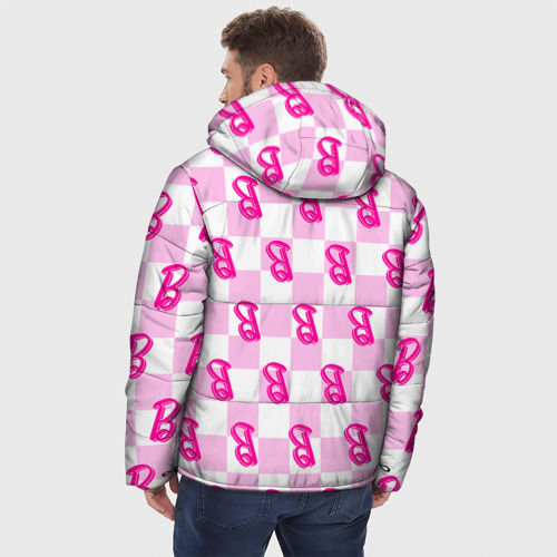 Мужская зимняя куртка 3D Розовая шашка и Барби, цвет черный - фото 4