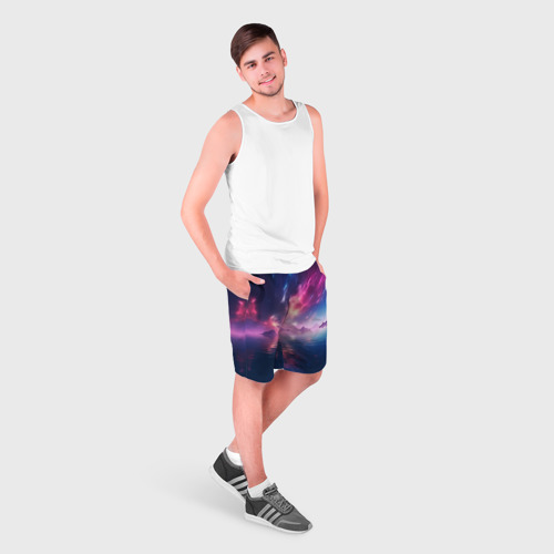 Мужские шорты 3D с принтом Space and islands, фото на моделе #1