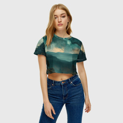 Женская футболка Crop-top 3D Космическая ночь в горах - фото 2