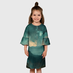 Детское платье 3D Космическая ночь в горах - фото 2