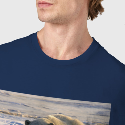 Мужская футболка хлопок с принтом Медведь на севере, фото #4