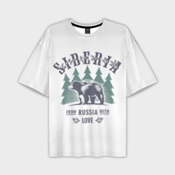 Мужская футболка oversize 3D Сибирь - из России с любовью и медведями