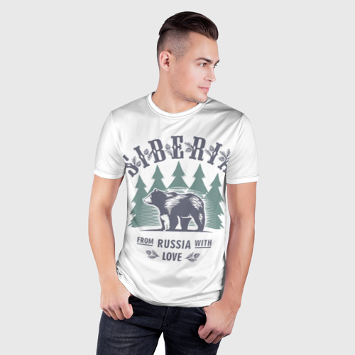 Мужская футболка 3D Slim Сибирь - из России с любовью и медведями, цвет 3D печать - фото 3