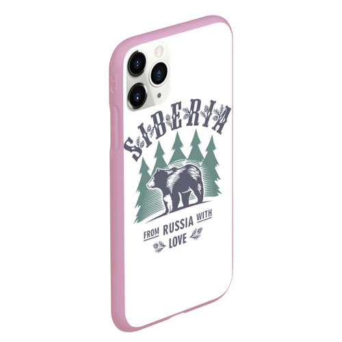Чехол для iPhone 11 Pro Max матовый Сибирь - из России с любовью и медведями, цвет розовый - фото 3