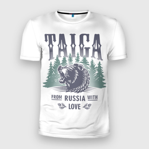Мужская футболка 3D Slim с принтом Тайга - из России с любовью, вид спереди #2