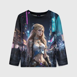 Детский лонгслив 3D Принцесса Зельда в киберпанке