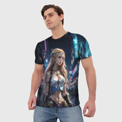 Мужская футболка 3D Принцесса Зельда в киберпанке - фото 2