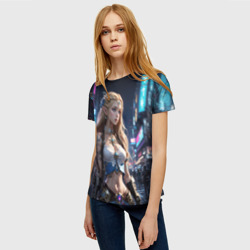 Женская футболка 3D Принцесса Зельда в киберпанке - фото 2