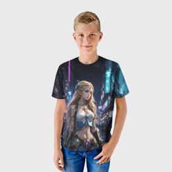 Детская футболка 3D Принцесса Зельда в киберпанке - фото 2