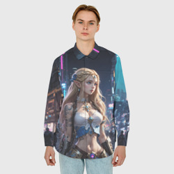 Мужская рубашка oversize 3D Принцесса Зельда в киберпанке - фото 2