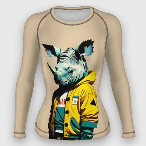 Женский рашгард 3D Dude rhino - urban style, цвет 3D печать